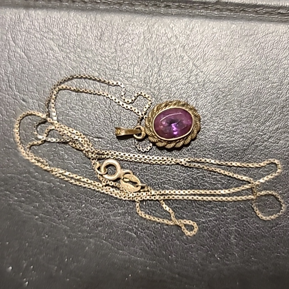 Sterling, Marcasite and Amethyst pendant and chain